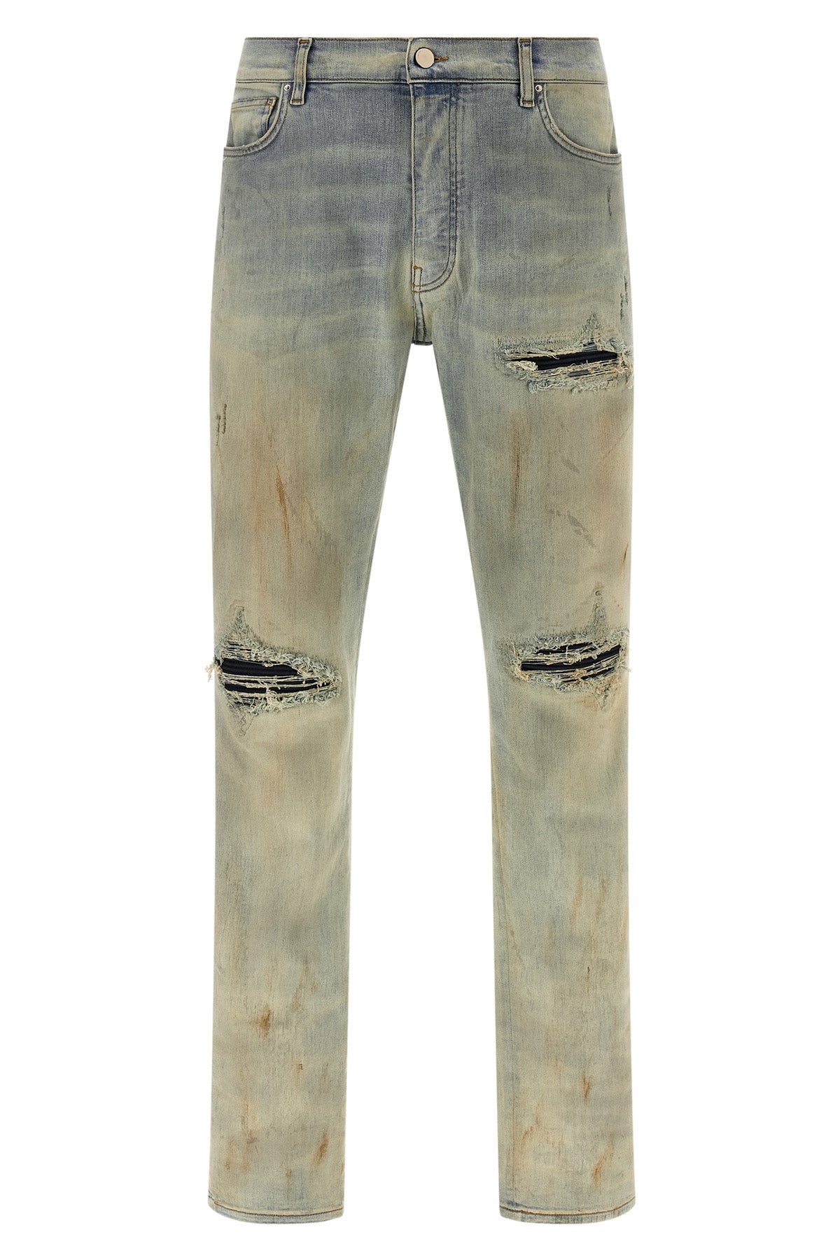 AMIRI 31 suede mx1 used-effect stretch cotton denim jeans