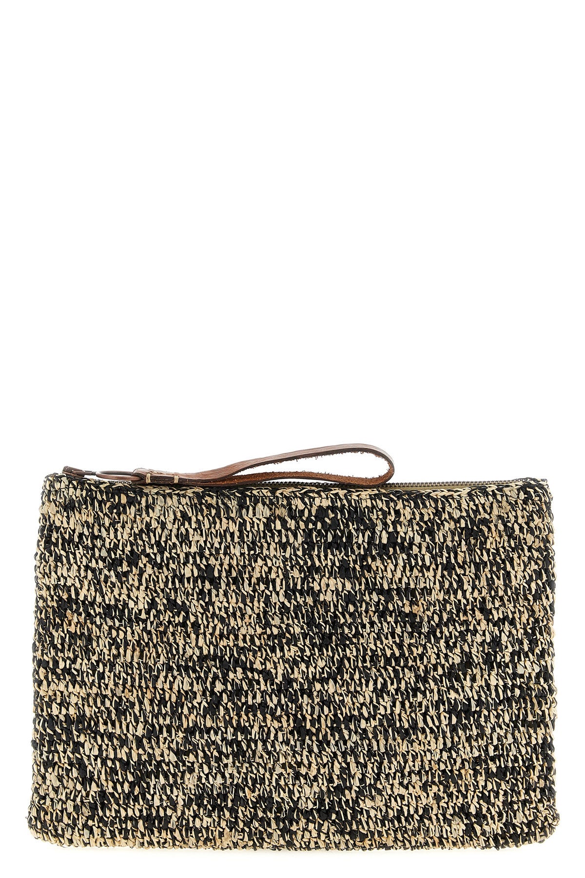 IBELIV OS ampy clutch bag in two-tone crochet raffia