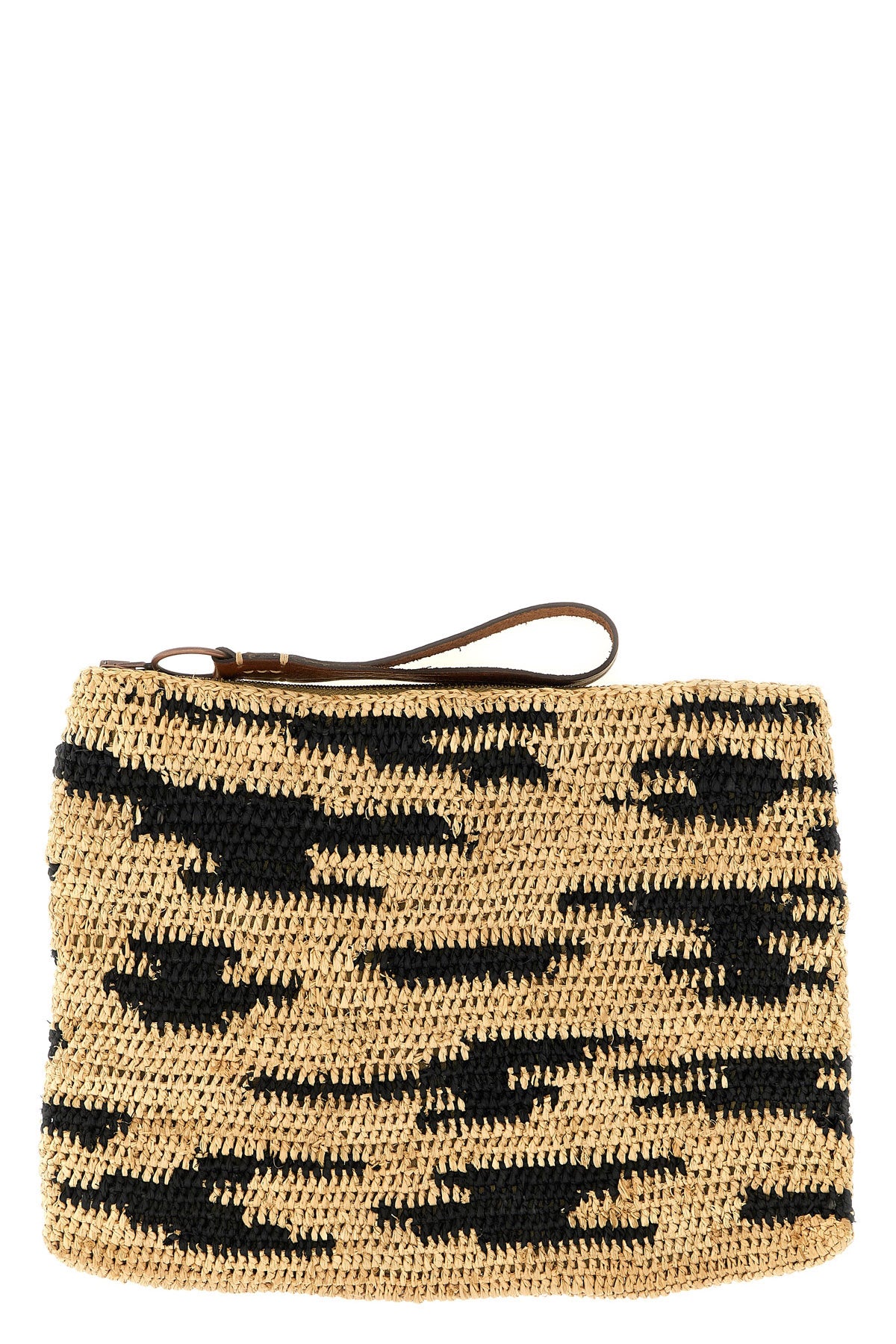 IBELIV OS ampy clutch bag in two-tone crochet raffia