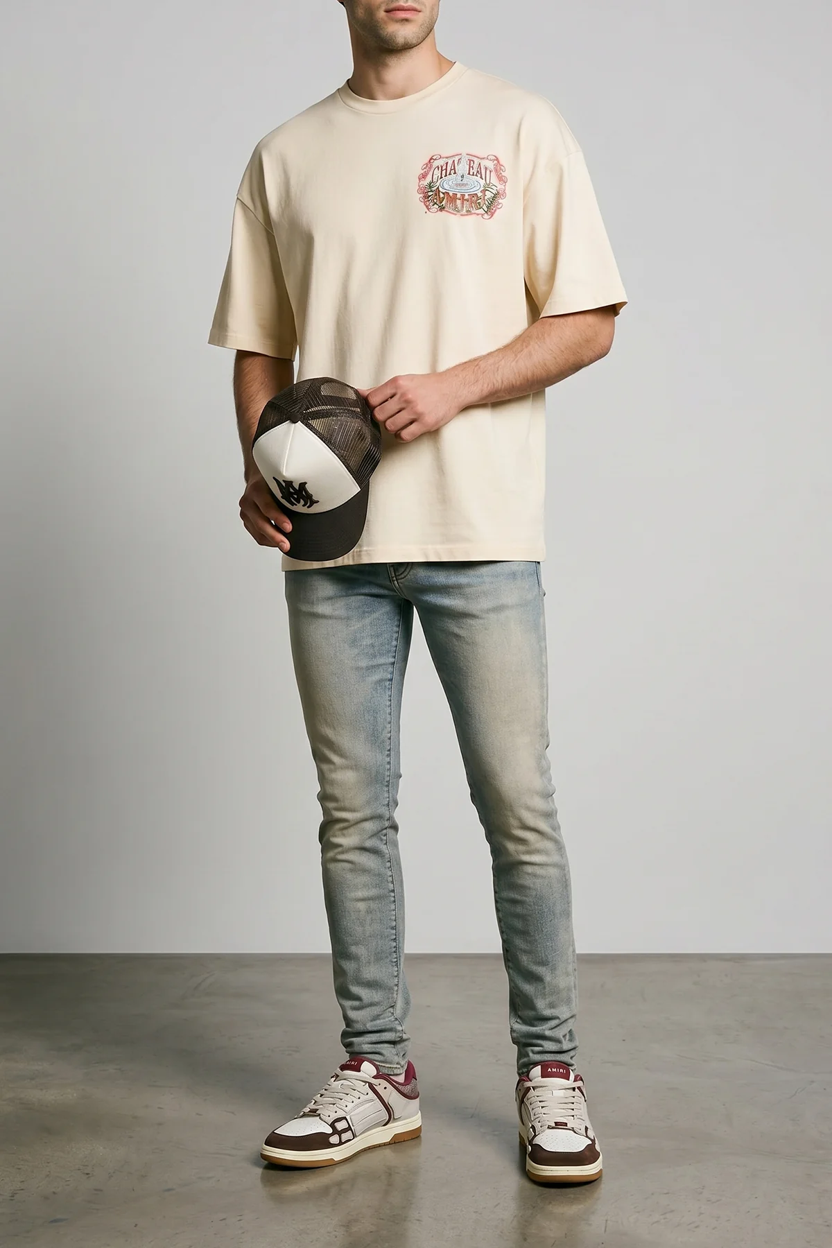AMIRI 40 xl skel top low sneakers in suede