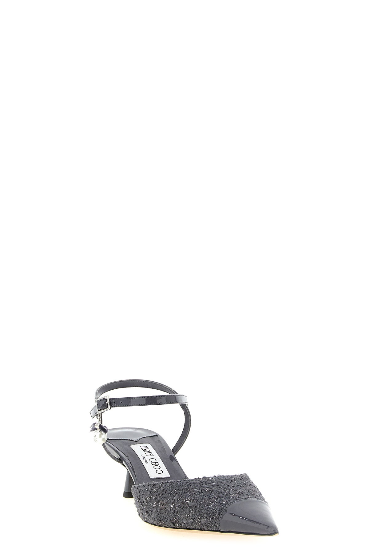 JIMMY CHOO 35 aren patent leather and lamé thread patent leather slingbacks