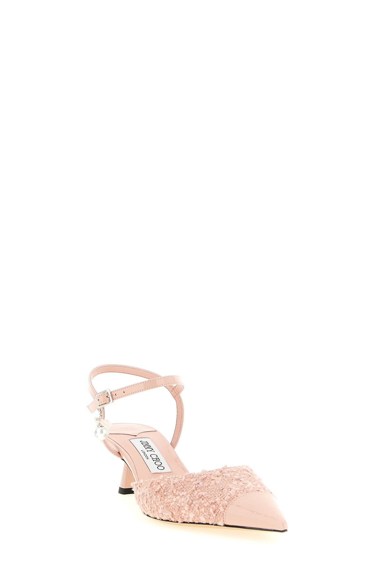 JIMMY CHOO 35 aren patent leather and lamé thread patent leather slingbacks