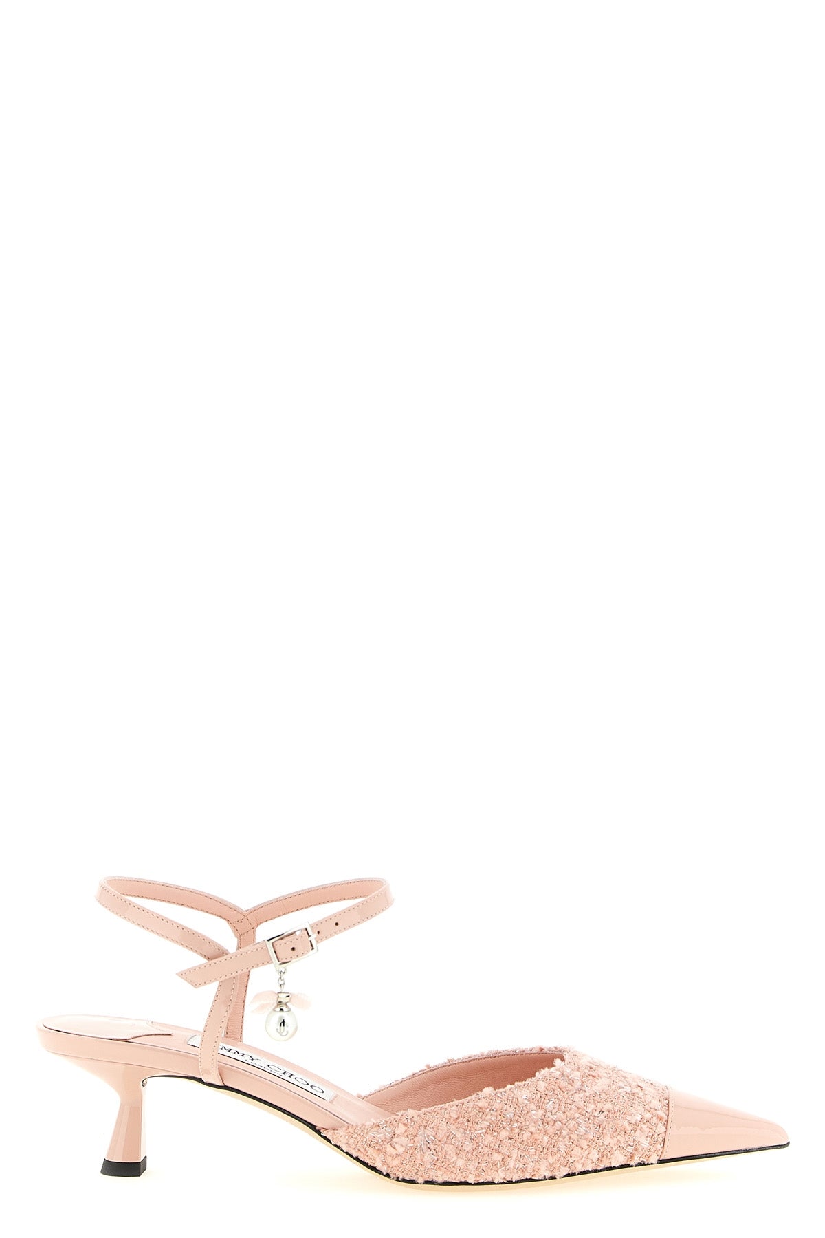 JIMMY CHOO 35 aren patent leather and lamé thread patent leather slingbacks