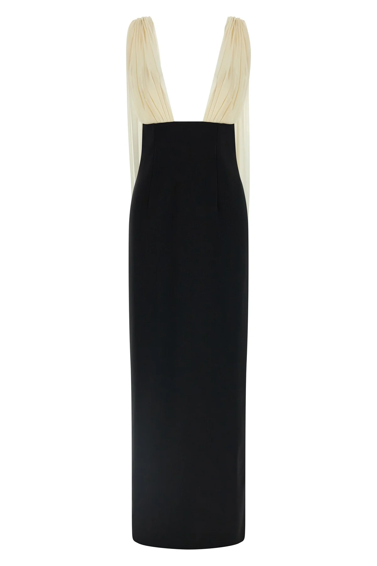long mara dress in stretch virgin wool of medium weight