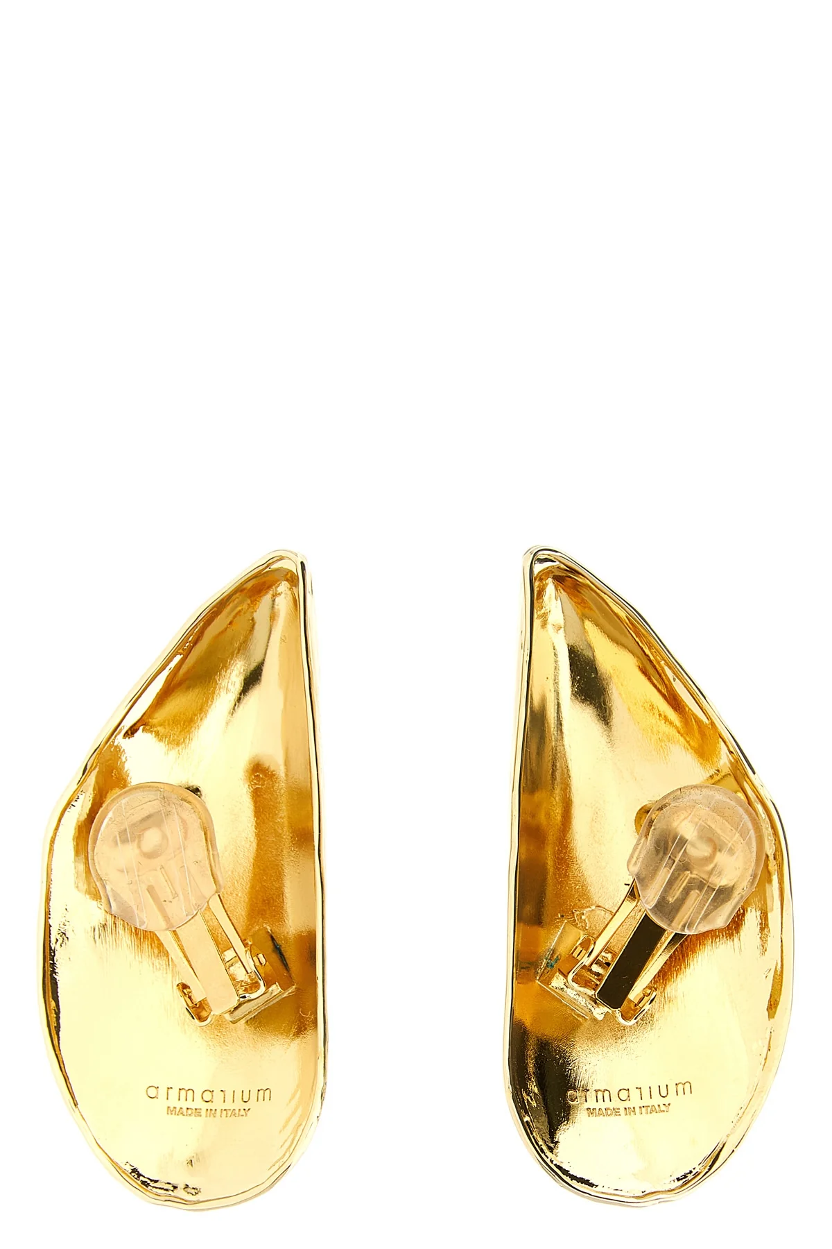mussel shell earrings in 24k gold-plated brass