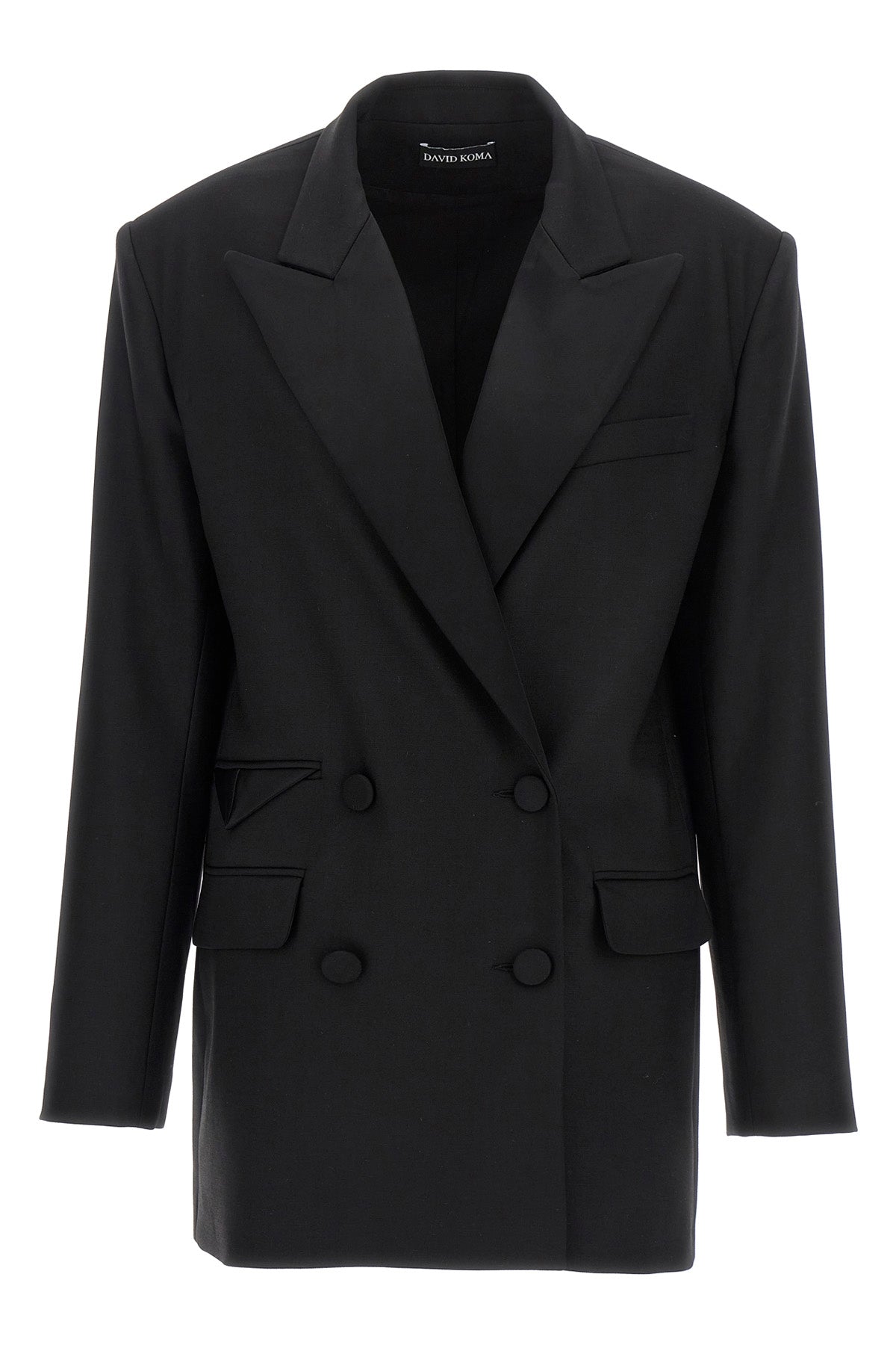 DAVID KOMA 8 tailored tuxedo double-breasted stretch wool blazer