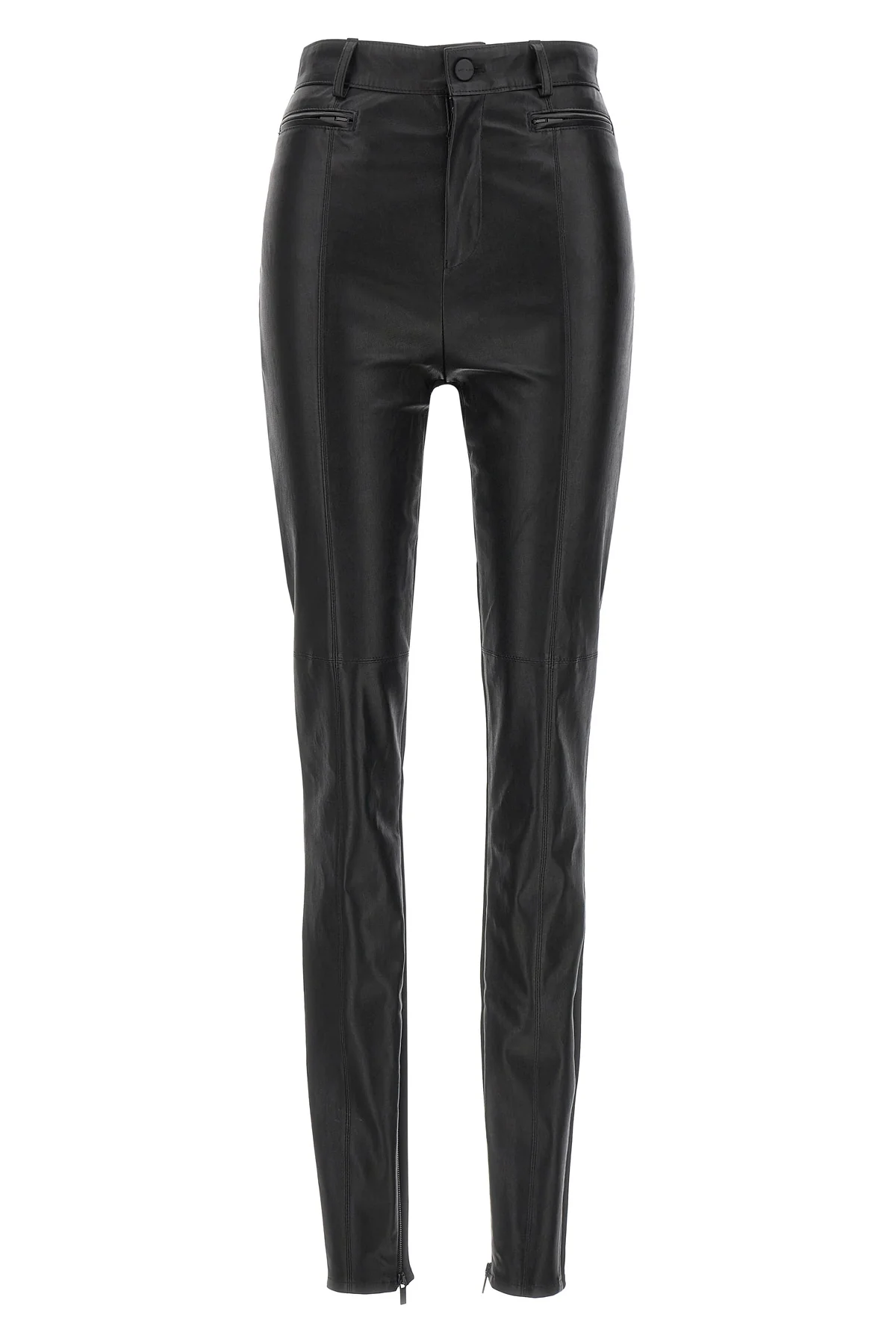napa leather leggings in leather and stretch fabric