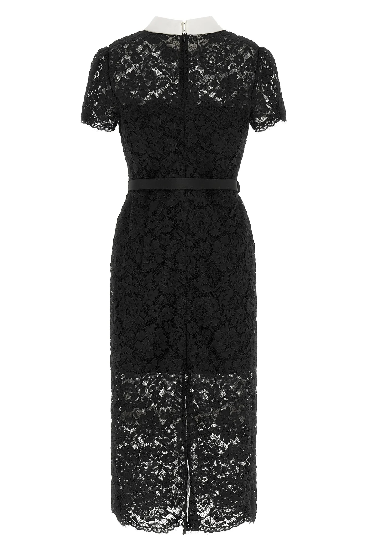 SELF PORTRAIT 6 the self-portrait black lace contrast collar midi dress is constructed