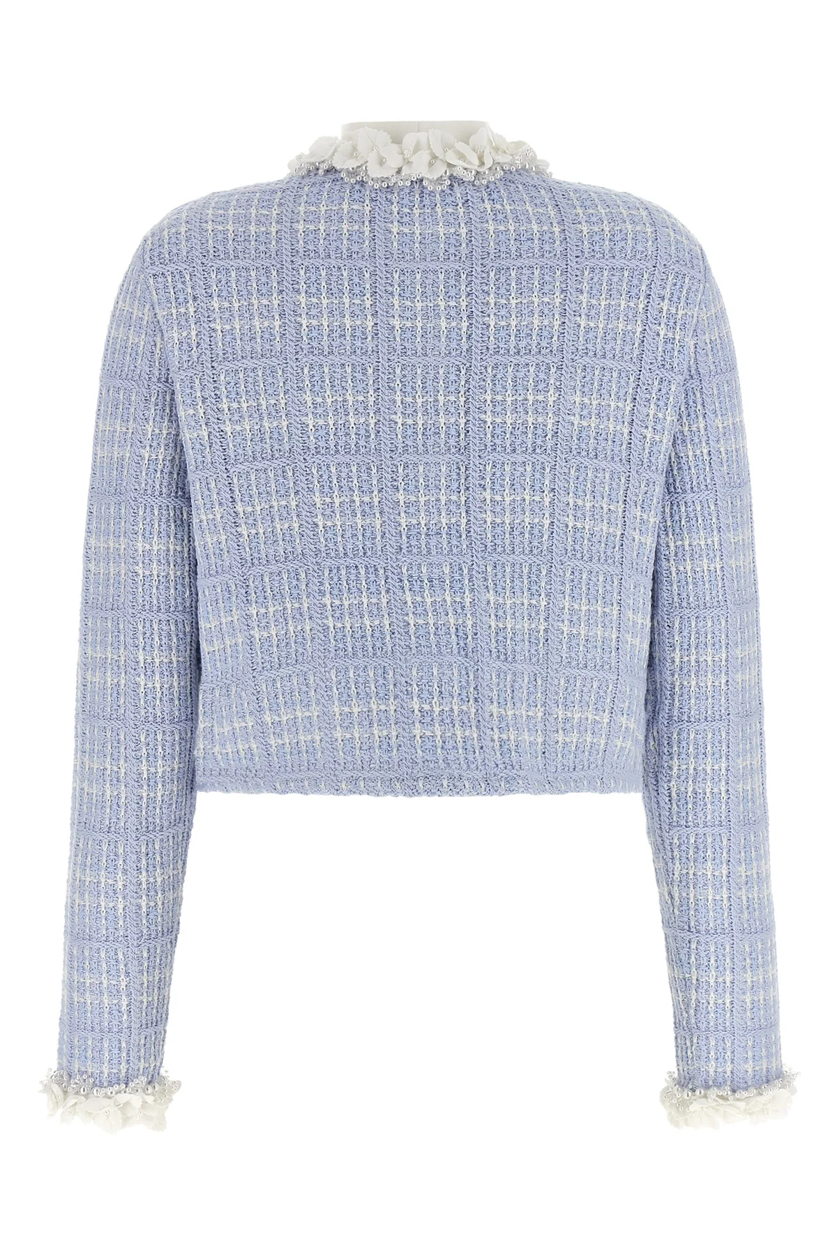 SELF PORTRAIT M the self-portrait cropped jacket is made of a fine structured cotton and wool bl