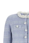 the self-portrait cropped jacket is made of a fine structured cotton and wool bl