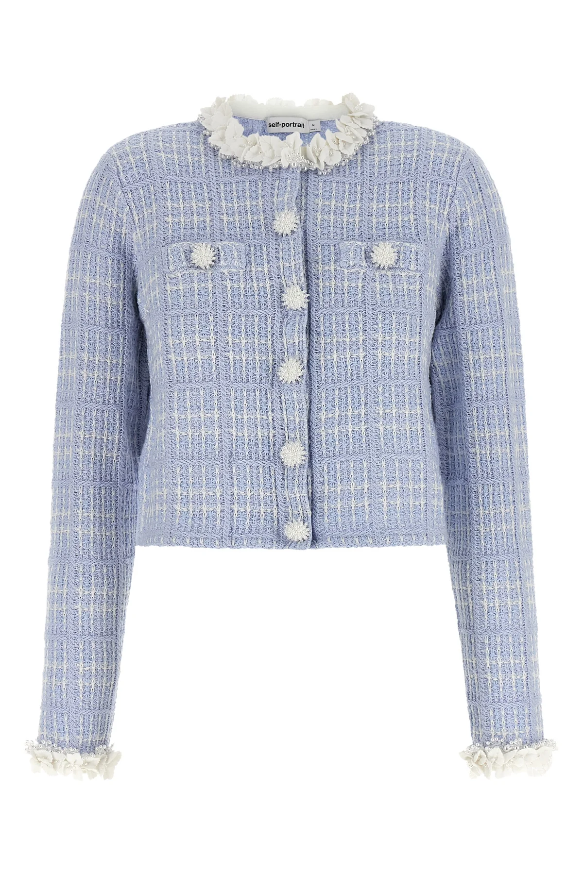 SELF PORTRAIT M the self-portrait cropped jacket is made of a fine structured cotton and wool bl