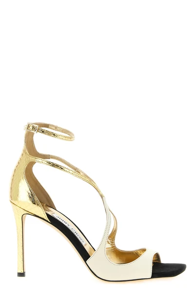 the jimmy choo azia sandals are distinguished by an architectural silhouette d