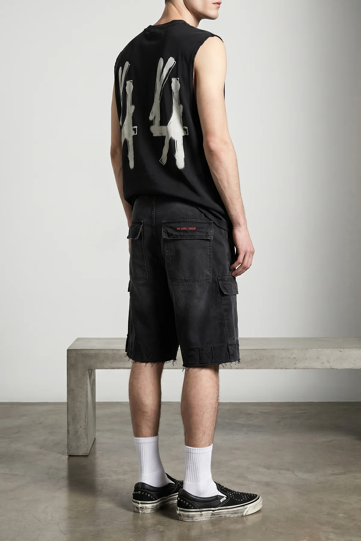 cargo short () cargo bermuda shorts in used-effect garment-dyed cotton denim