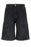cargo short () cargo bermuda shorts in used-effect garment-dyed cotton denim