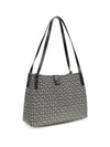 jacquard and leather tote bag