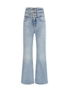 flared jeans with triple-layer waist detail