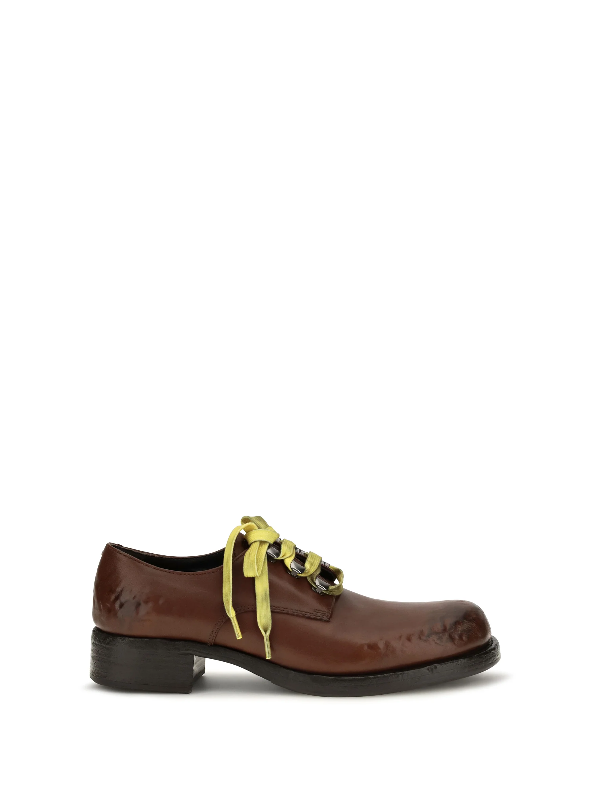 PRADA 36 antique leather lace-up loafers
