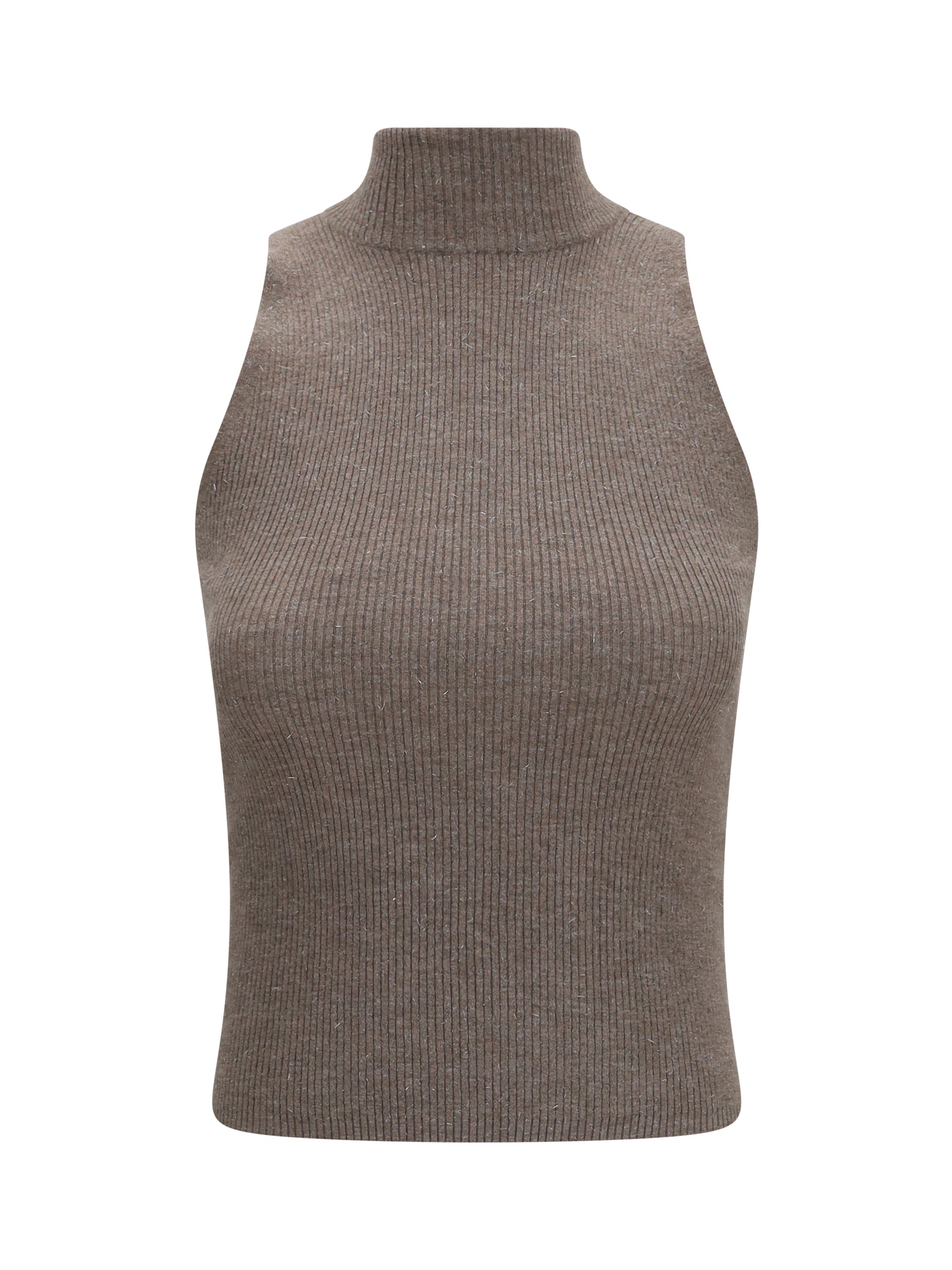 sleeveless turtleneck with luminous details