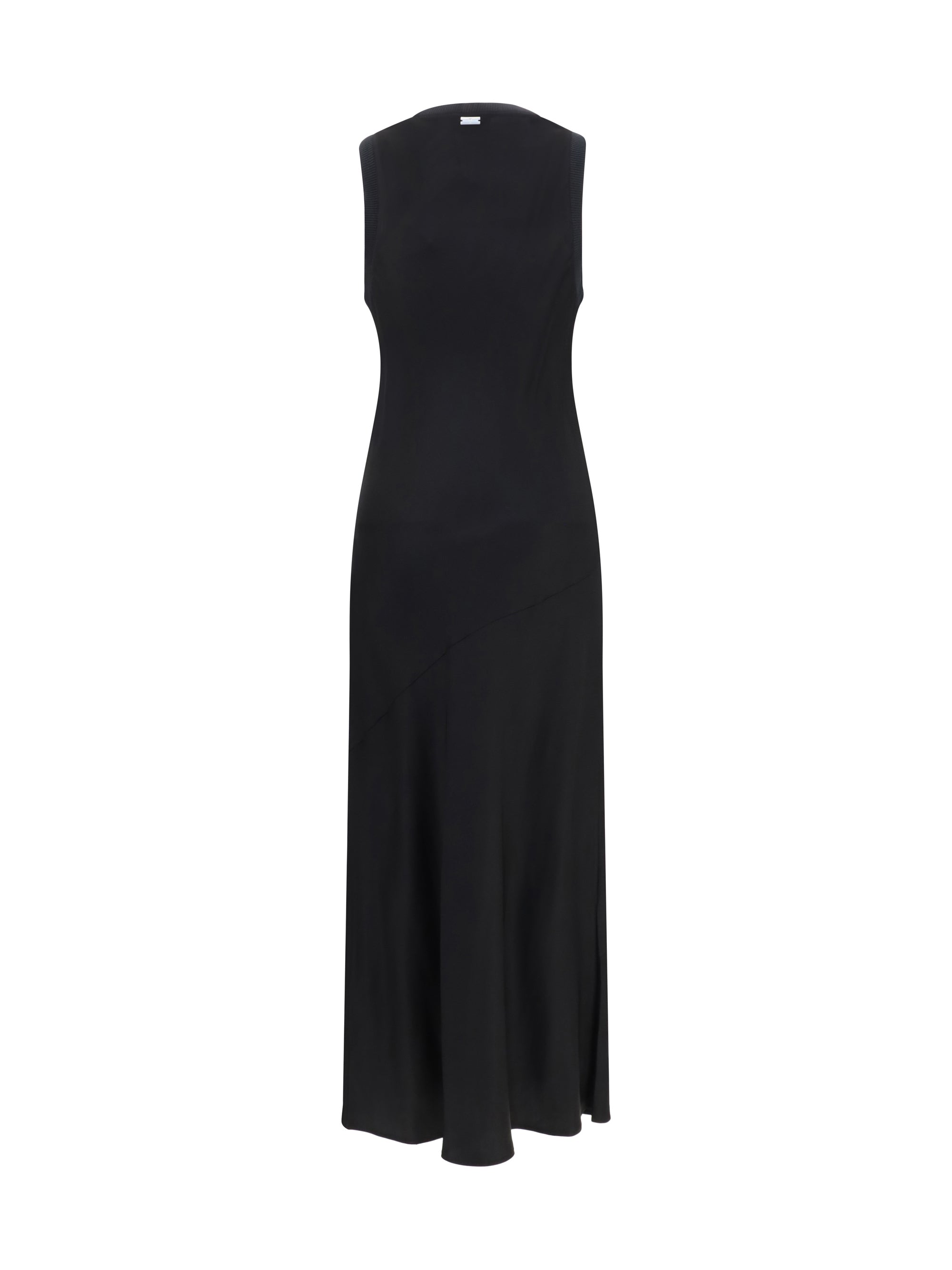 AMI PARIS 34 sleeveless long fluid satin dress 