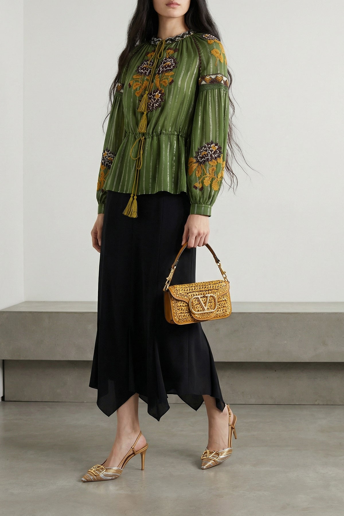 VALENTINO GARAVANI 38 midi skirt in crêpe de chine