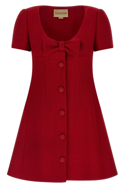 plain wool tweed mini dress