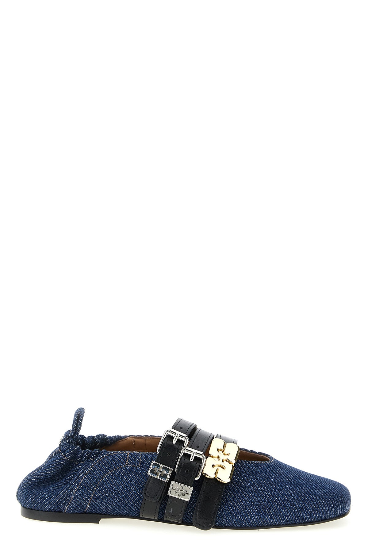 GANNI 36 sue triple ballet flats in cotton denim