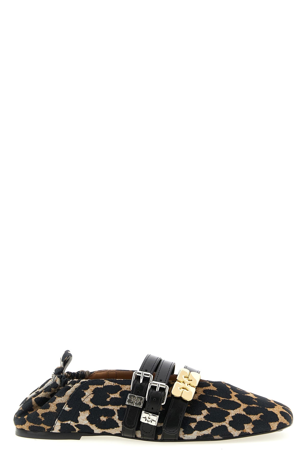 GANNI 36 sue triple ballet flats in animal print fabric
