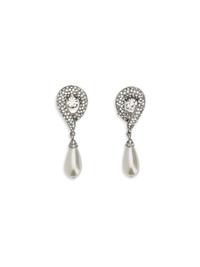 crystal earrings with pearl pendants