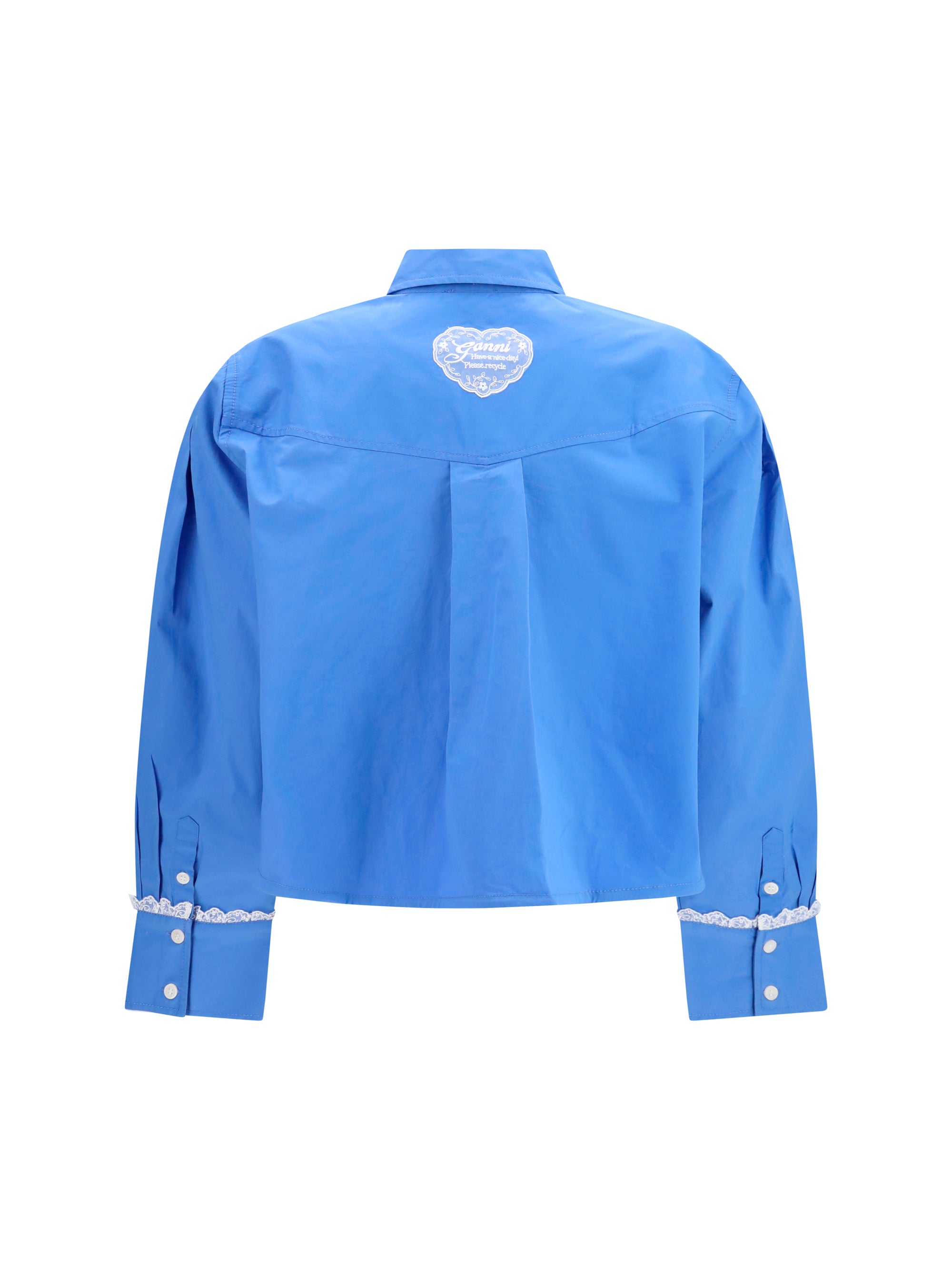 GANNI 36 cotton shirt with lace details