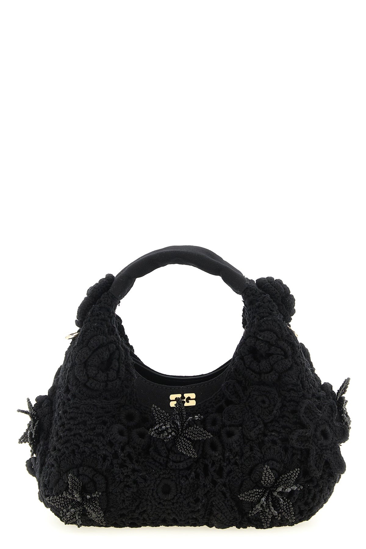 GANNI OS mini hobo crochet cotton handbag