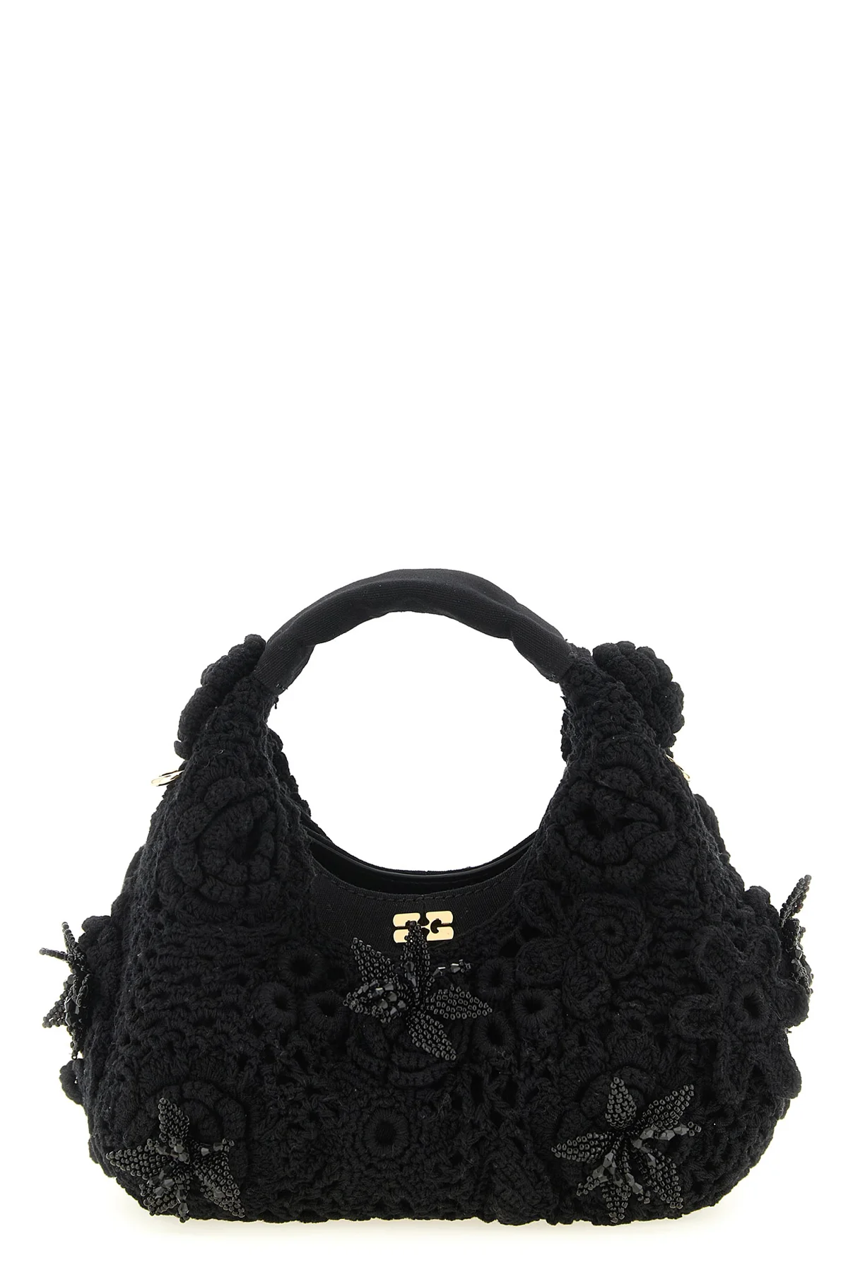 GANNI OS mini hobo crochet cotton handbag