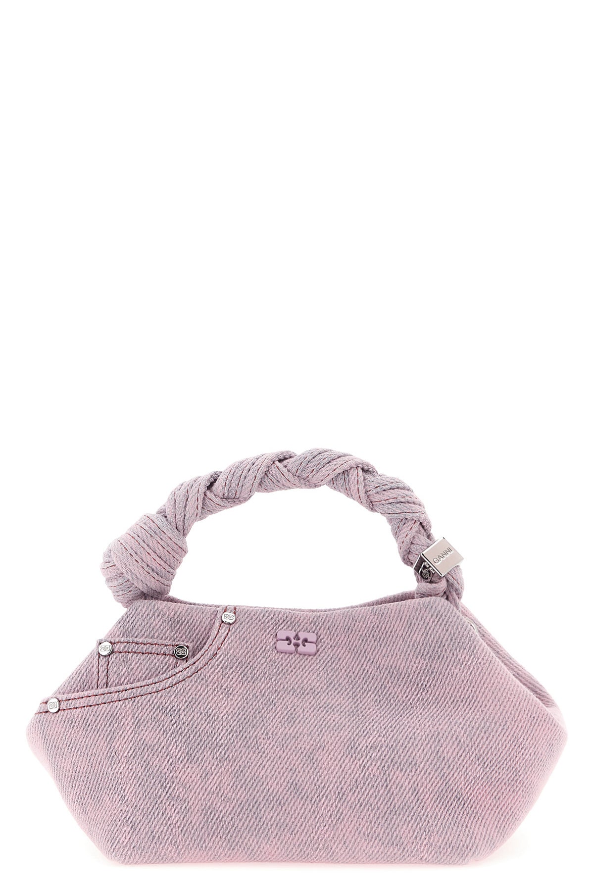 GANNI OS small bou handbag in garment-dyed cotton denim
