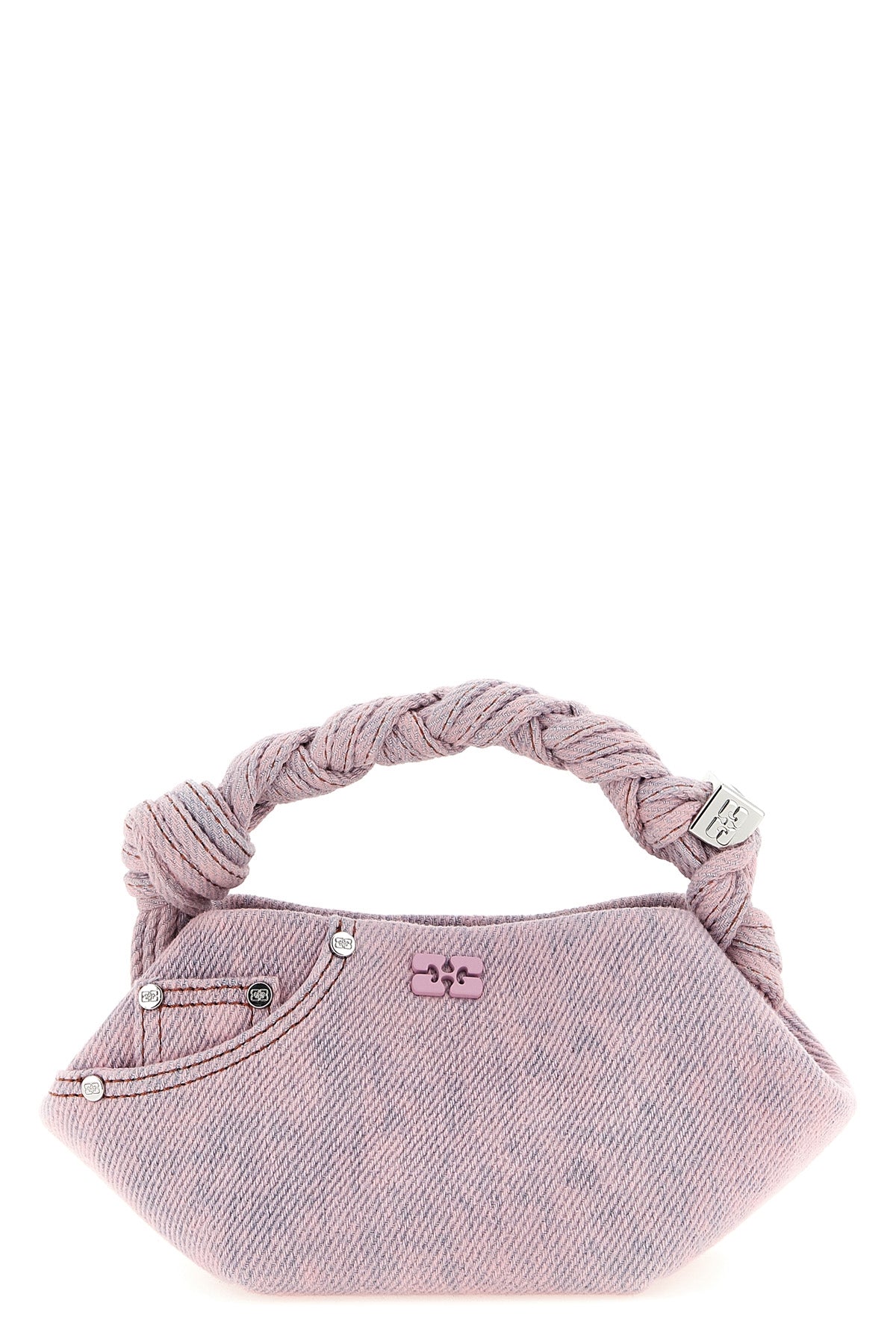 GANNI OS mini bou handbag in garment-dyed cotton denim