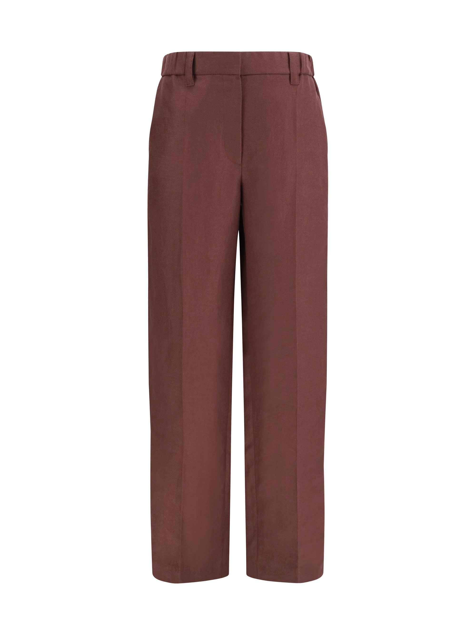 BRUNELLO CUCINELLI 42 wide-leg pants in linen with elastic waistband and belt loops