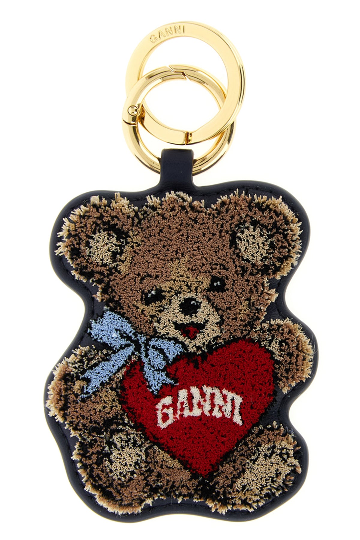 GANNI OS bear leather keyring