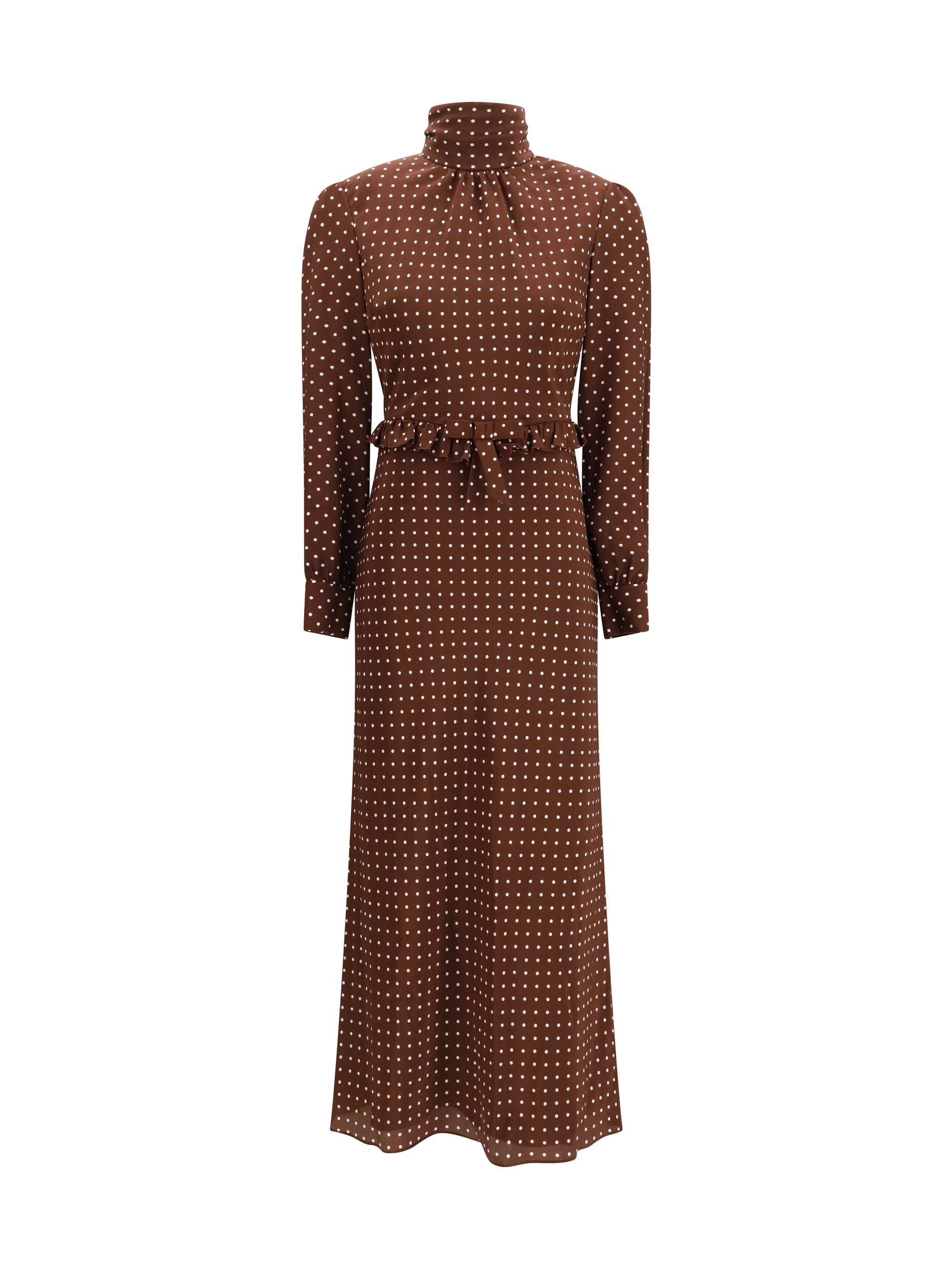 ALESSANDRA RICH 40 polka dot silk crêpe de chine midi dress with bow