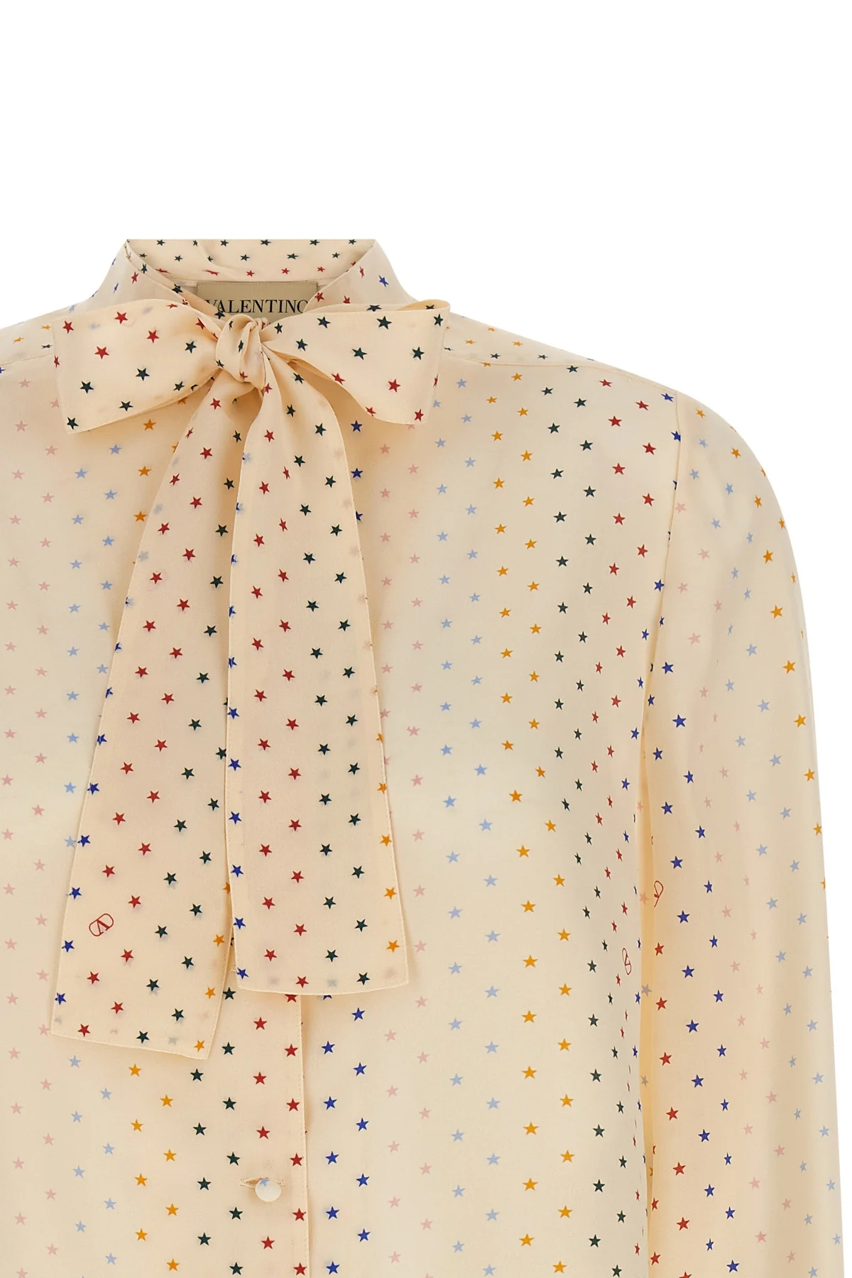 all-over stelline muticolor starry print silk shirt