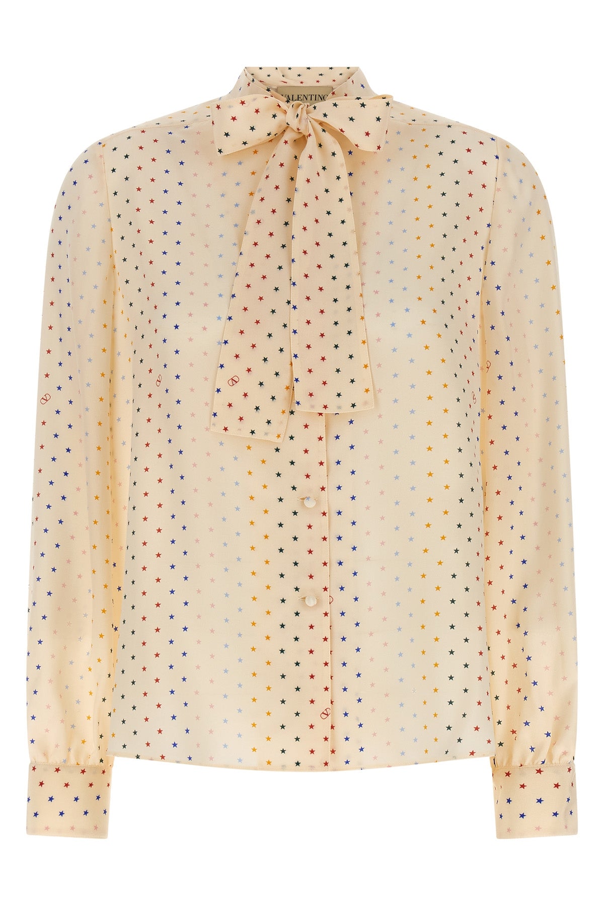 VALENTINO GARAVANI 38 all-over stelline muticolor starry print silk shirt