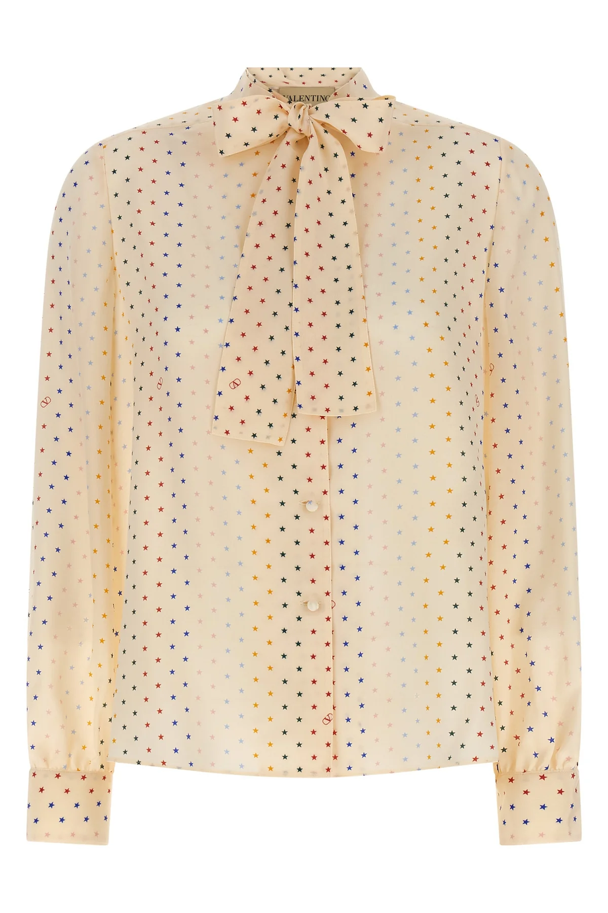 all-over stelline muticolor starry print silk shirt