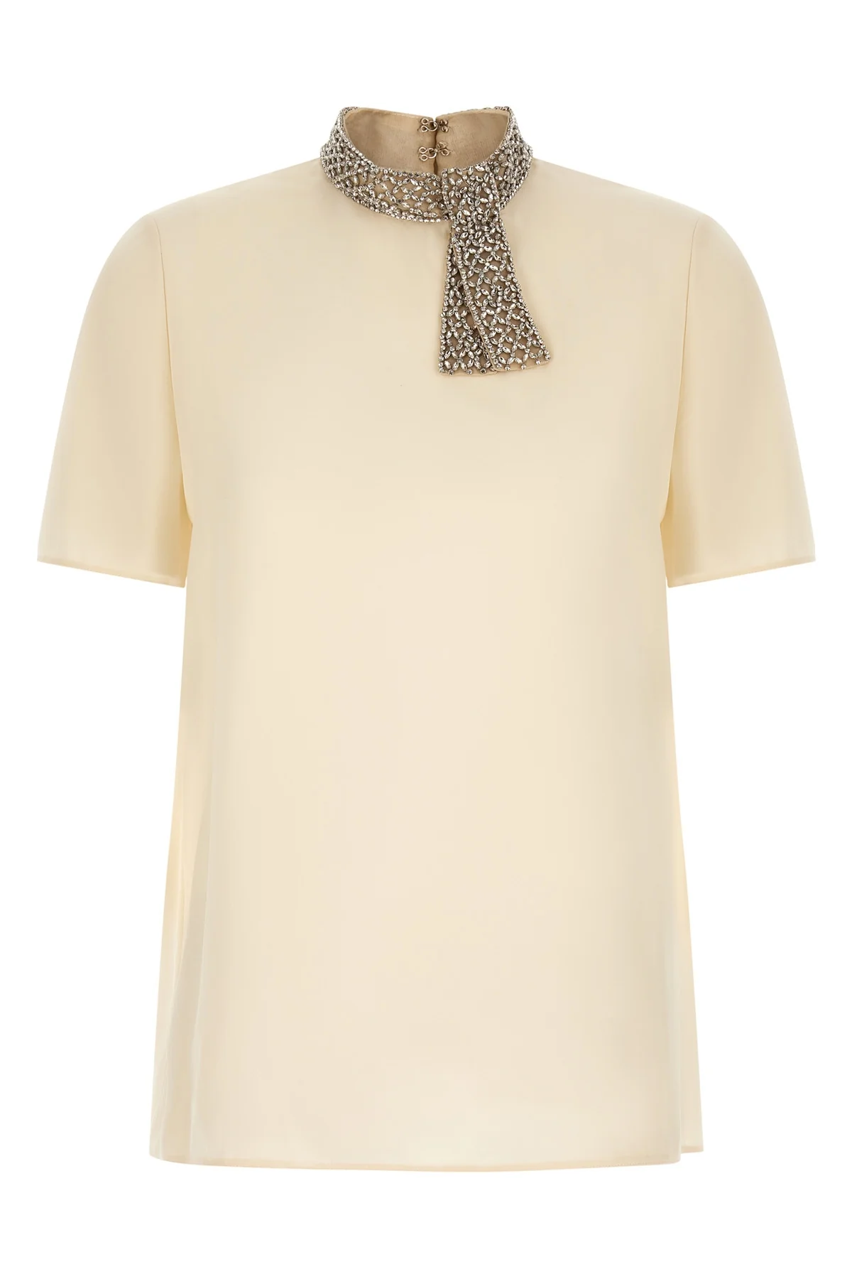 the valentino garavani short-sleeved top is made of fine crêpe de chine silk