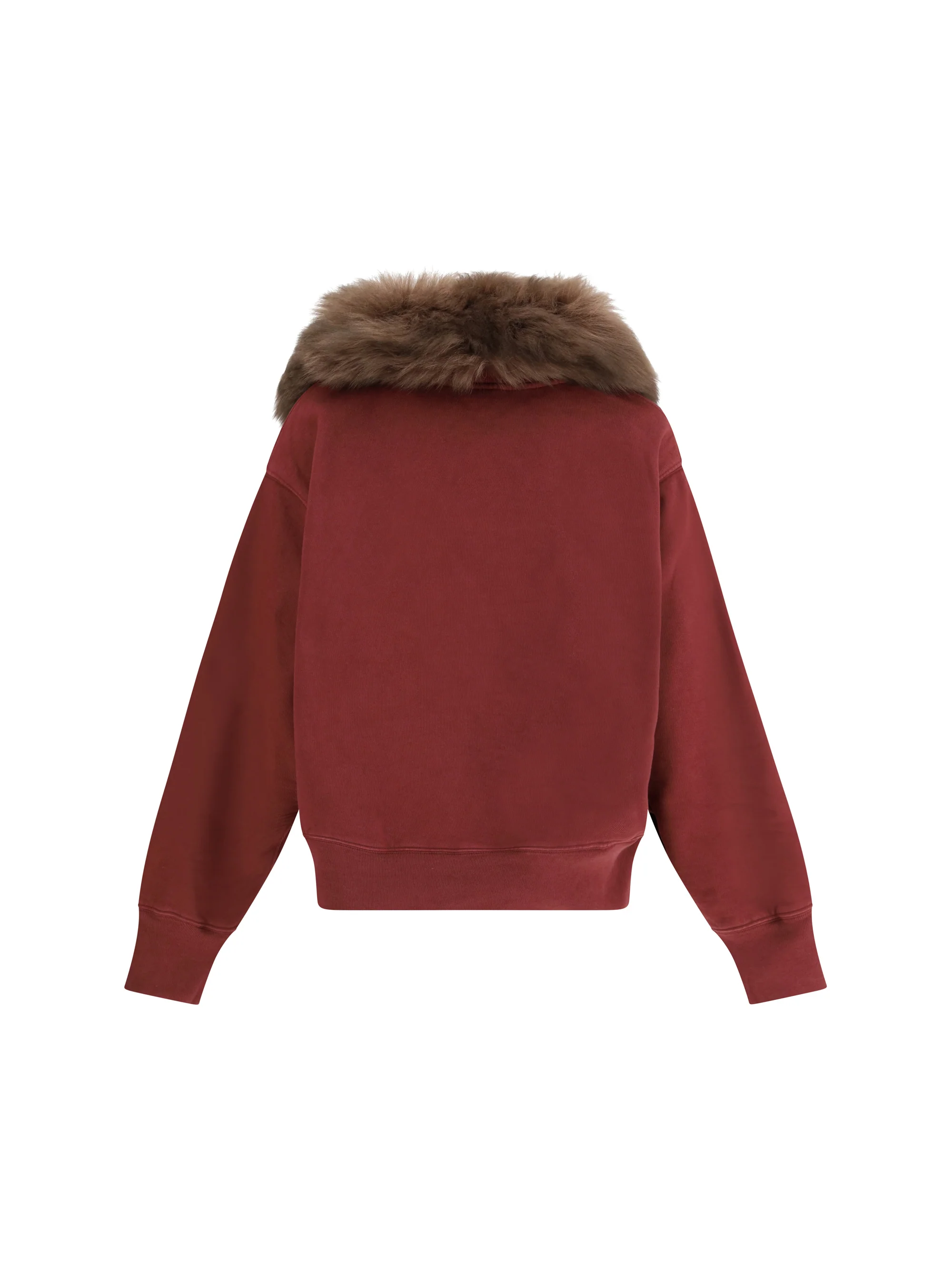 PRADA S sweatshirt with a shearling collar