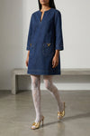 solid chambray medium wash cotton denim dress
