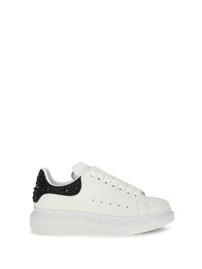 oversized sneakers with suede heel and crystal details
