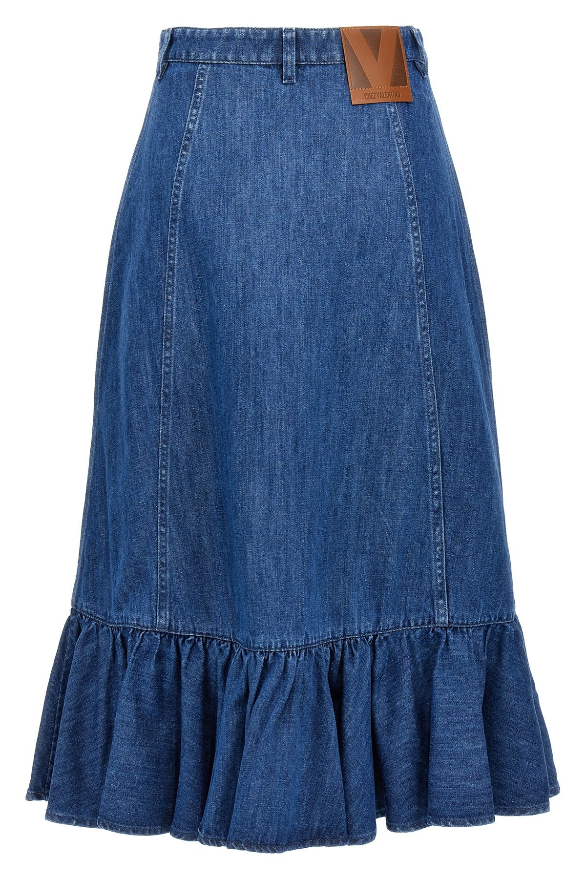 light cotton denim midi skirt