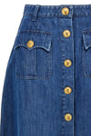 light cotton denim midi skirt