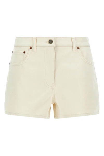 garment-dyed solid denim shorts