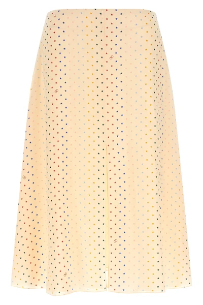 all-over stelline muticolor starry print silk midi skirt