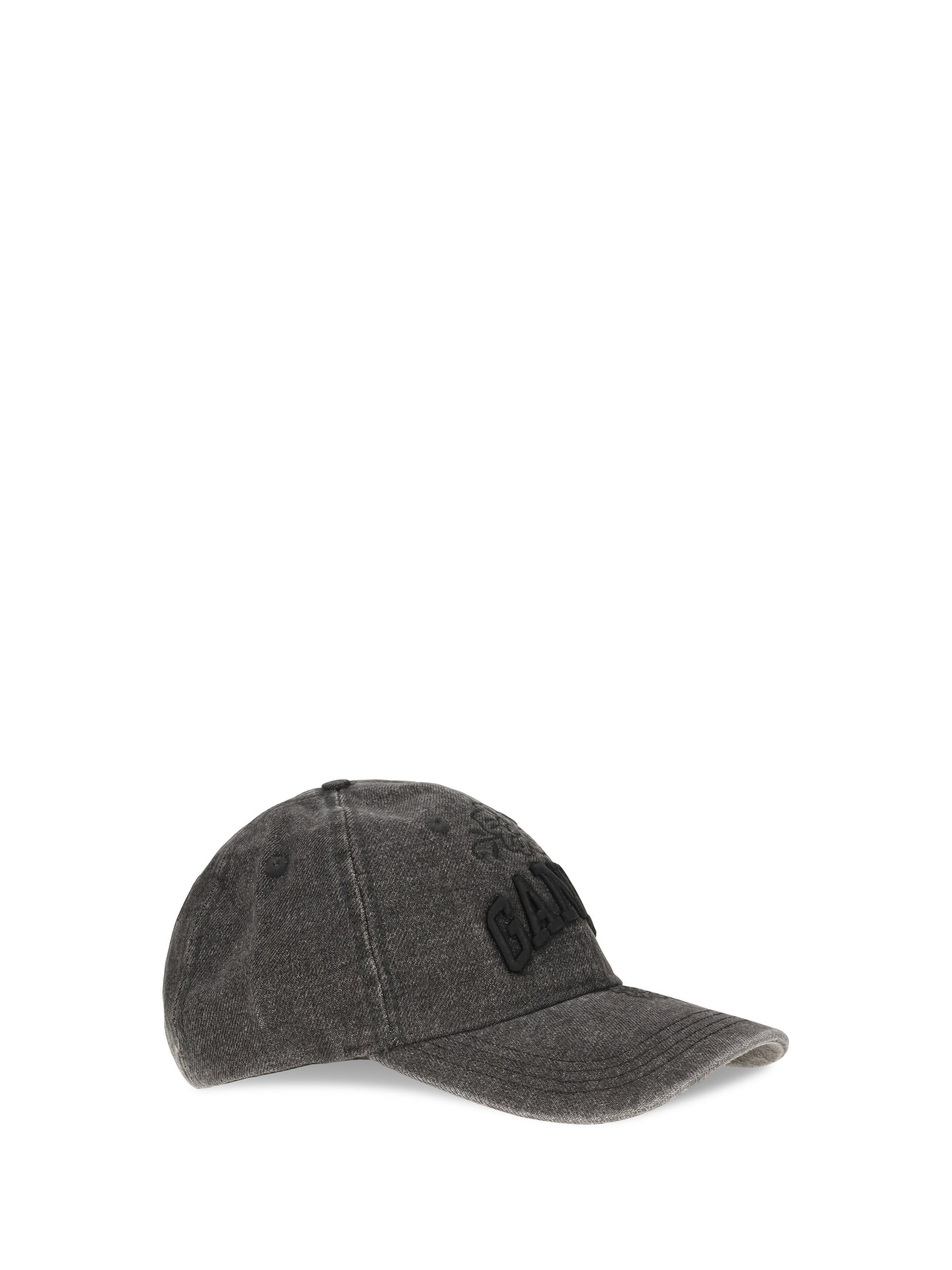 GANNI OS baseball cap in embroidered denim 