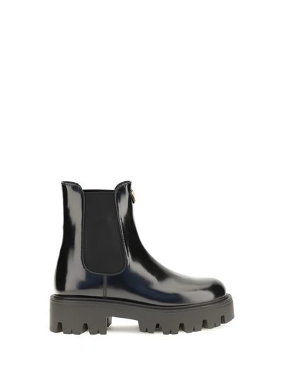 brushed leather ankle boots
