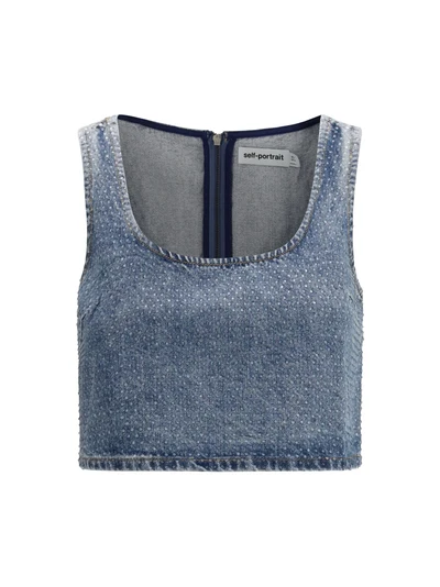 rhinestone denim crop top
